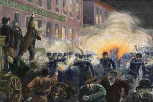 1886. aasta Haymarketi väljaku mässu värv illustratsioon