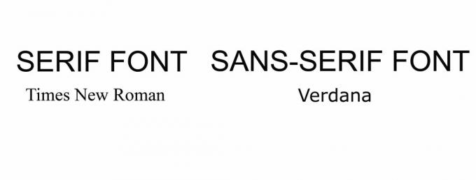 serif ja sans serif fontide näited