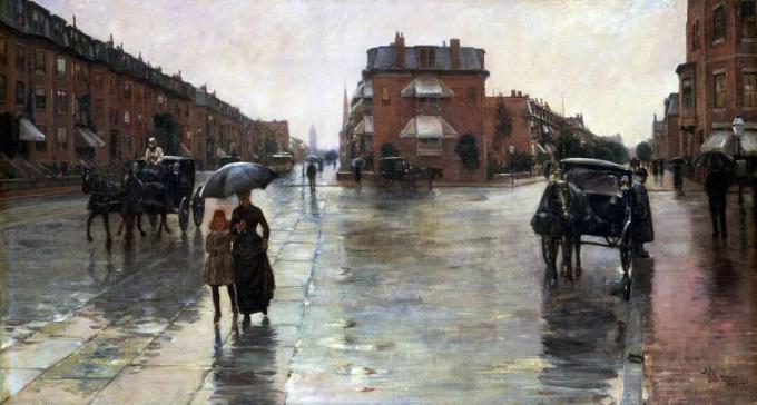 Childe Hassam vihmane päev Bostonis