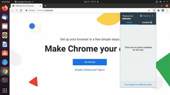 Google Chrome'i stiilne menüü