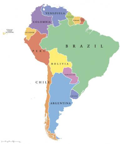 Lõuna-Ameerika üksikriikide poliitiline kaart