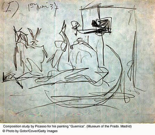 Picasso sketš tema maali Guernica jaoks