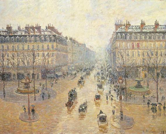 Avenue de L'Opéra. Lumeefekt. Hommik, autor Pissarro Camille, 19. sajand, 1898, õli lõuendil, cm 65 x 82