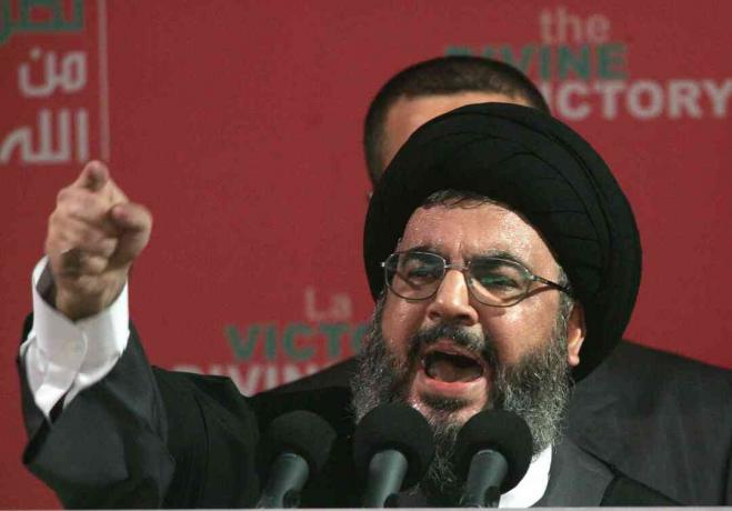 Hezbollahi juht Sayyed Hassan Nasrallah esineb meeleavaldusel 22. septembril 2006 Liibanonis Beirutis.
