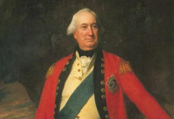 Kindralleitnant lord Charles Cornwallis seisab punases Briti armee vormiriietuses.