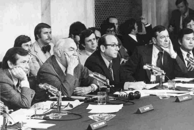 Foto 1973. aasta senati Watergate'i komisjoni kuulamisest.