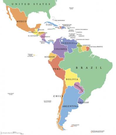 Ladina-Ameerika üksikute riikide poliitiline kaart