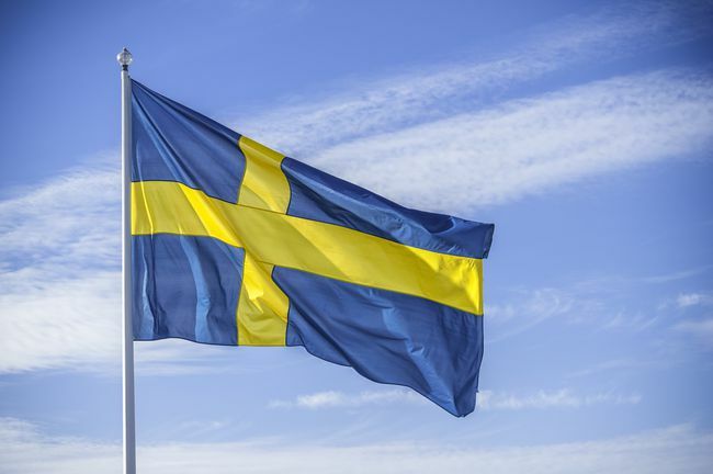 Rootsi riigilipp päikesevalguses