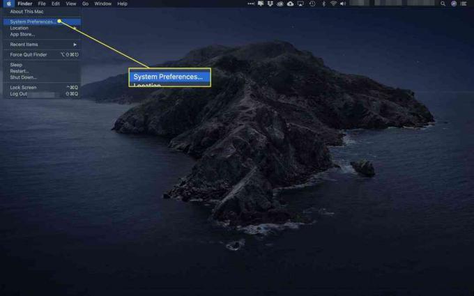 Menüü Apple käsk System Preferences
