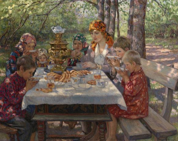 Õpetaja külalised. Kunstnik: Bogdanov-Belsky, Nikolai Petrovitš (1868-1945)