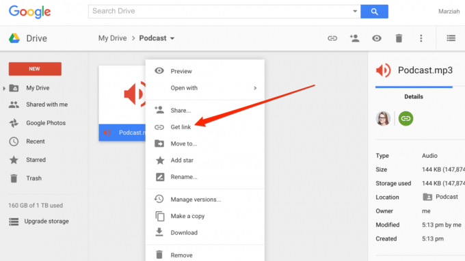 Hankige link Google Drive'i ekraanipildist