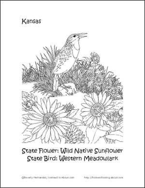 Kansase osariigi lillede ja osariikide lindude värvimisleht