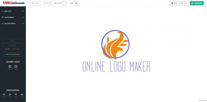 Online Logo Makeri tööruumi ekraanipilt