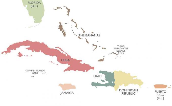Suur-Antillide poliitiline kaart